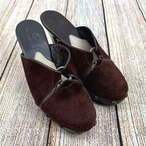Cole Haan‎ Kenna Women's Size 6 Brown Suede Studded Heeled Platform Mules
